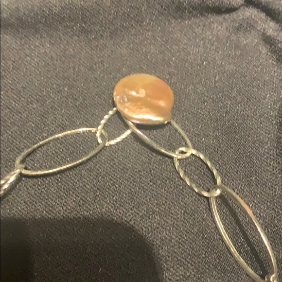 Fresh Water Pearl Glass Beads Silver Necklace - Picture 3 of 3